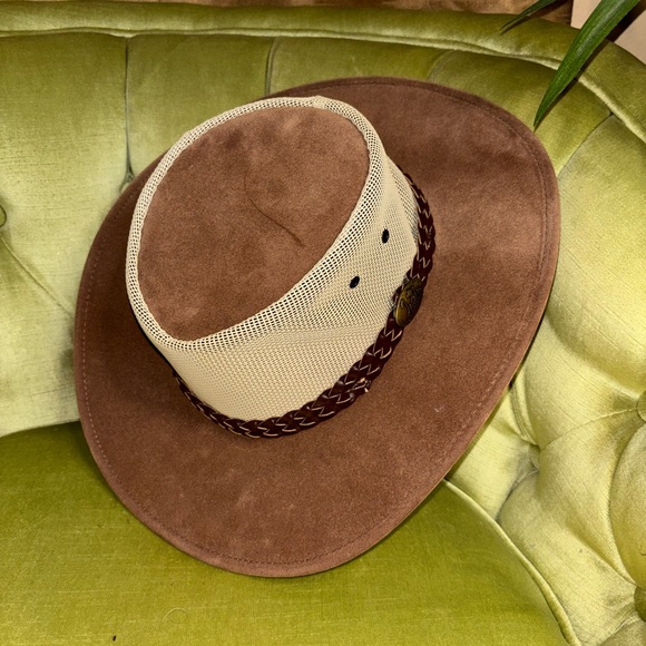 Jacaru Australia "Summer Breeze" Leather/Suede/Mesh Wide-Brim Hat Size Med/Large - Picture 3 of 8
